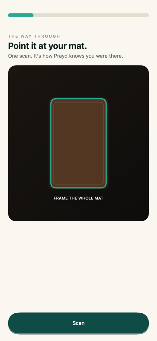 Prayer mat framed for scanning